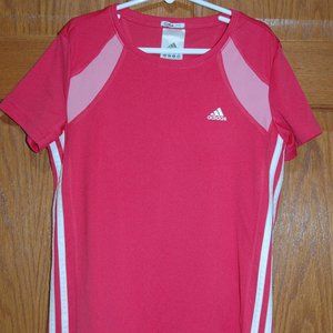 ADIDAS Girls M ClimaLite Pink White Athletic Short Sleeve Shirt EUC